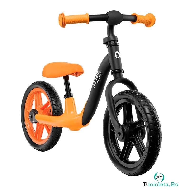 Lionelo - Bicicleta usoara fara pedale Alex, Cu ghidon si sa reglabile, Greutate 3.3 Kg, Cu roti din spuma EVA, 12 inch, Orange